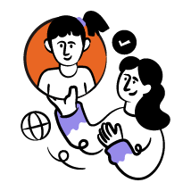 Illustrated person holding a magnified profile image, representing audience targeting in search engine optimization.