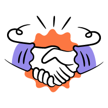 Illustrated handshake representing partnership and collaboration in search engine optimization services.