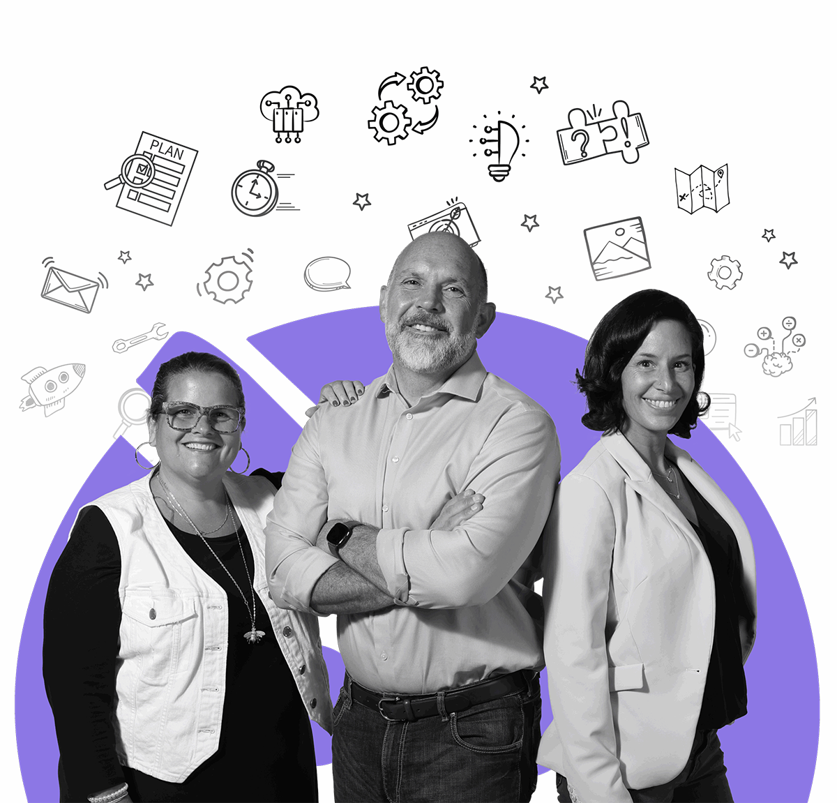 Imavex digital marketing team featuring Elizabeth, Gerald, and Amy collaborating on creative digital strategies and solutions.